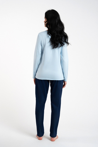 Arietta Дамска пижама с дълъг ръкав и панталон Италианска мода - синьо