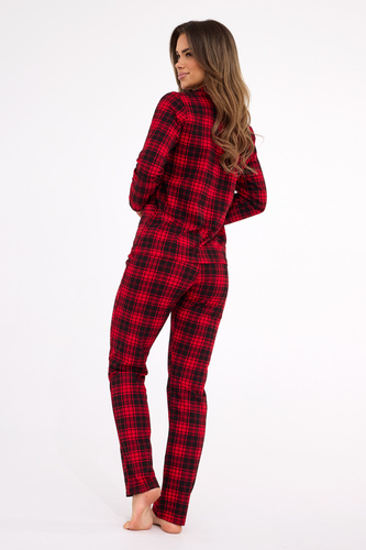 482/423 Дамски пижамен комплект Tracy Cornette – дълъг ръкав, карирана блуза с копчета