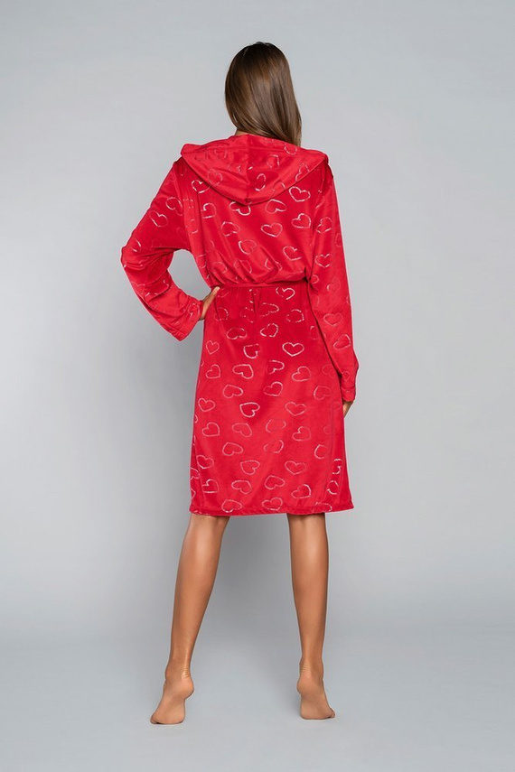 Elixir Дамски халат за баня с джобове Италианска мода - червен/принт 