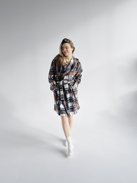 031 De Lafense одеяло за баня - топъл дамски халат от полар Super Cozy, камилски цвят