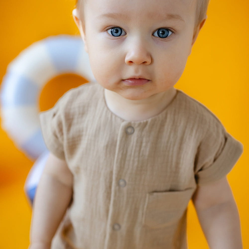 Elephant Rampers baby muslin Eevi - бежов