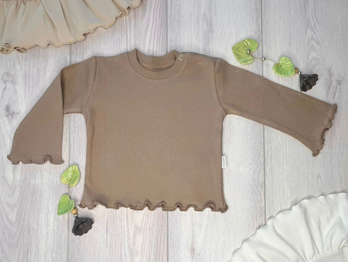 BI016 Момичешка блуза с дълъг ръкав Mamatti - кафява