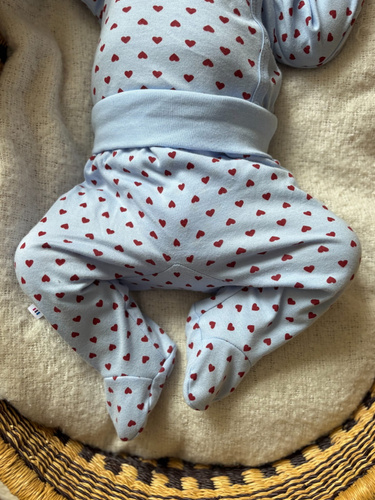 Бебешки полугащеризон Love Eevi син със сърчица 100% памук