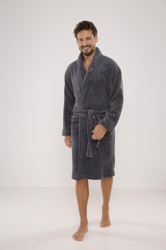 811 Мъжки плюшен халат за баня De Lafense - сив