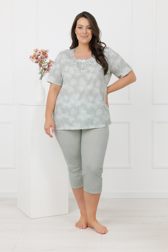 Дамска пижама Eleni Italian Fashion 100% памук, къс ръкав, 3/4