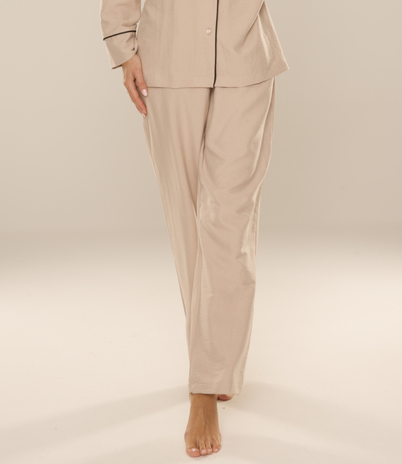 Maeve 875 De Lafense дамски панталон за пижама - дълъг, гладък, с джобове - пясъчен