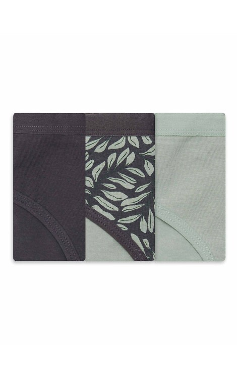 36508-K082 Дамски бикини Henderson в графитно-маслинено сиво - комплект от 3 памучни бикини