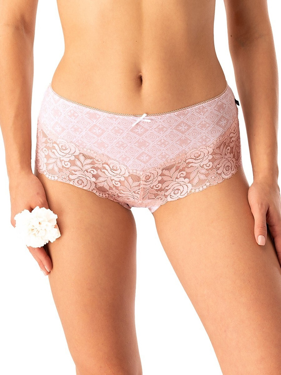 Дамски памучни слипове Key LPB 731 черен бежов - комплект от 2 части в кутия класическа кройка