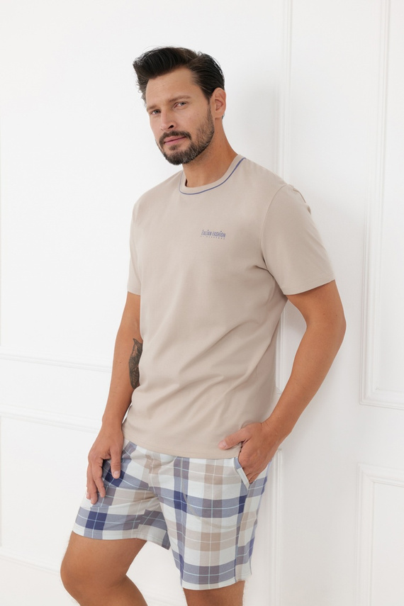 Мъжка пижама Juno Italian Fashion 100% памук къс ръкав шорти