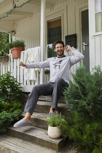 Tikal Мъжки панталон с дълъг ръкав и дълъг панталон Италианска мода - меланж/графит