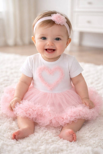 Боди рокля Mia Bambarillo за бебе с тюл елегантна удобна apricot