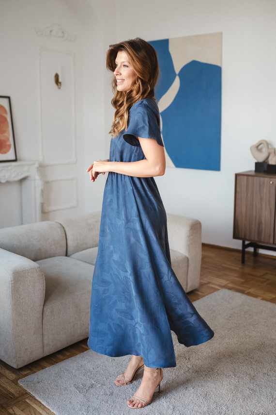 Рокля за бременни и кърмене Milk & Love Lovely Dress Long в тъмносиньо