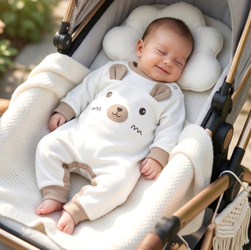 ABN-5509 Sky Journey Бебешки клоун без крака Nini | Органичен памук, затваряне с щракване