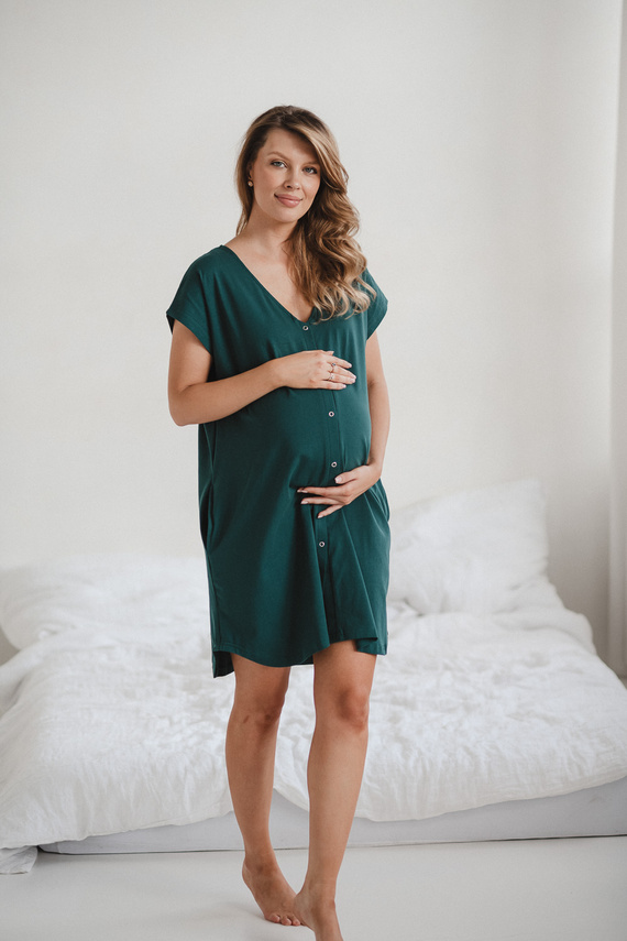 Риза за раждане и кърмене Born of Love Milk&Love с копчета green