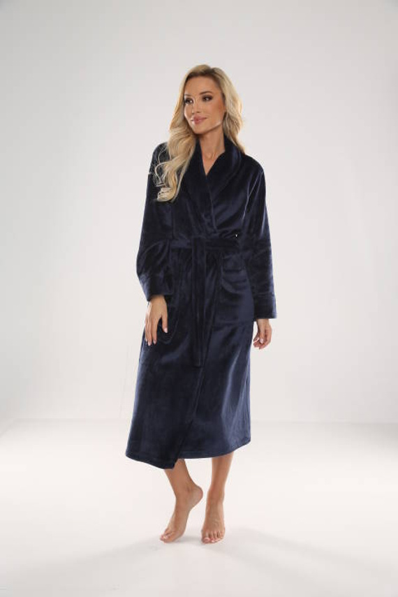 628 Abigail Дълъг дамски халат Forex - тъмносин