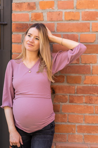 Блуза за бременни и кърмене Milk&Love Milky Puff рипс буфан ръкав