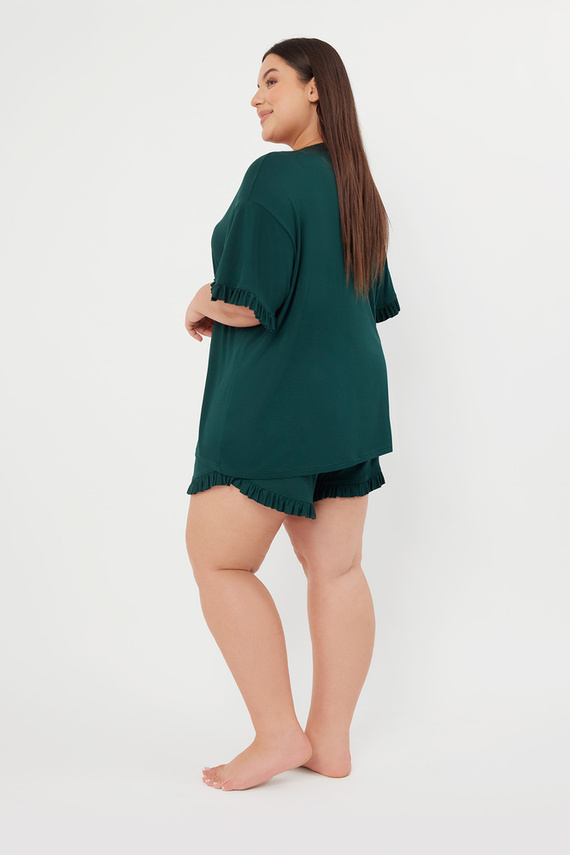 Стил Дамска пижама с къс ръкав, къси панталони Италианска мода - зелено