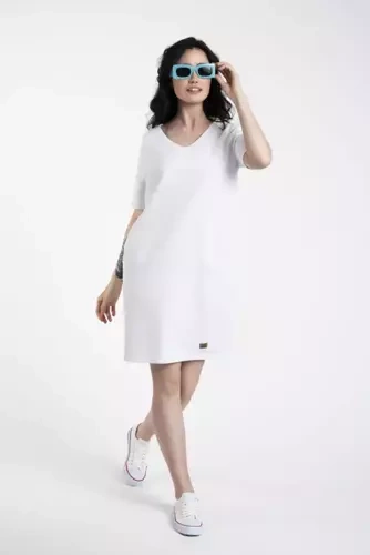 Karina Дамска туника с къс ръкав Италианска мода - бяла