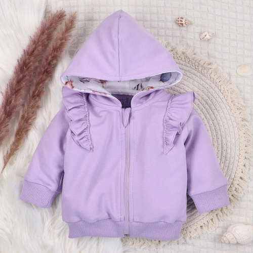 ABN-5488 Суичър Underwater World Nini – органичен памук, лилав, цип, качулка