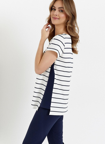 448 Дамска пижама Cana - екрю - морско синьо