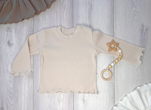 BI012 Момичешка блуза с дълъг ръкав Mamatti - светло бежова