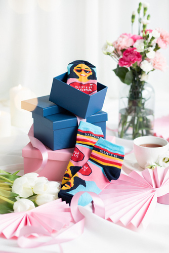 K89S Super Mama Чорапи за крака Италианска мода - тъмно синьо/цветни