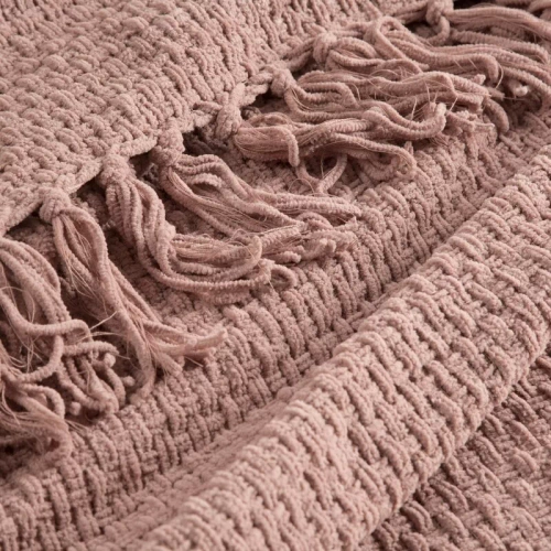 Сузи Одеяло, тъкано кувертюра с ресни, евро перде, пудра