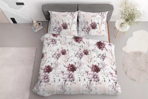 5222 B Спално бельо от прахово розов сатен на светъл фон Detexpol