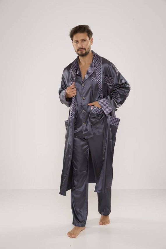 939 Мъжка сатенена сива пижама