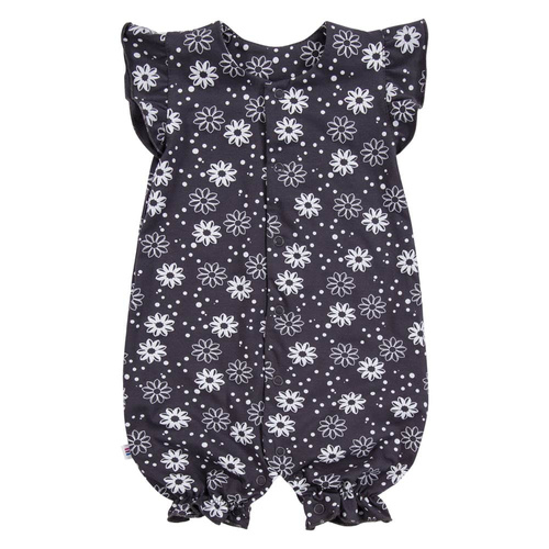 Гащеризон за момиче EEVI - графит на цветя, 100% памук