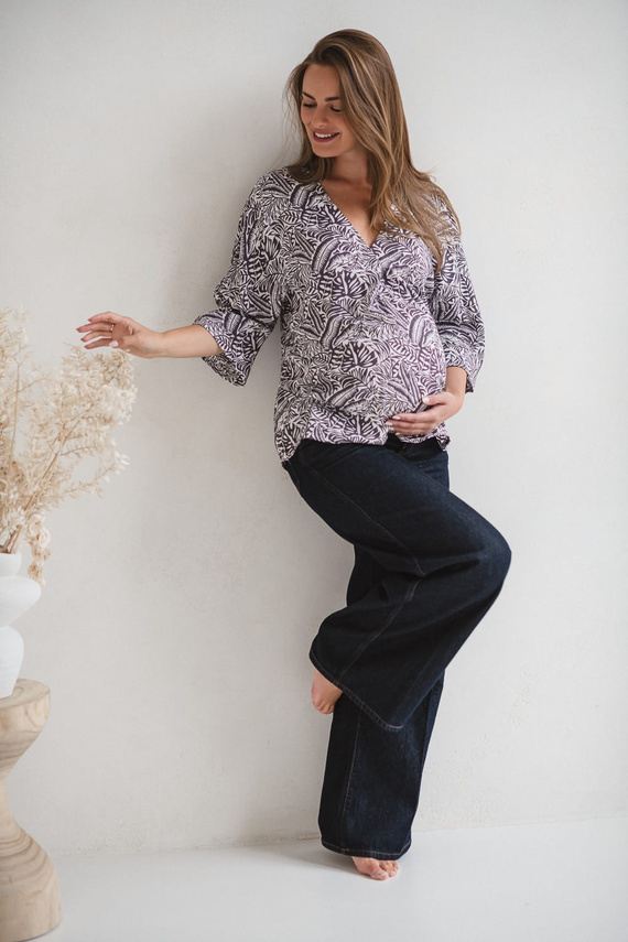 Блуза за бременни и кърмачки Bahama Mama Milk&Love с тропически принт – вискоза, 3/4 ръкав, oversize