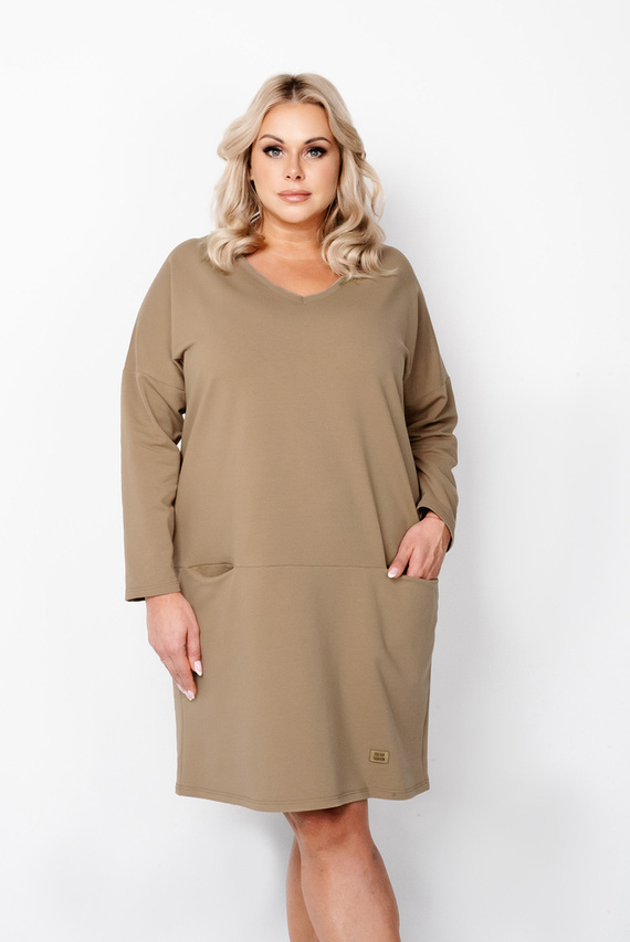 Karina дамска туника с дълъг ръкав Италианска мода - камилска