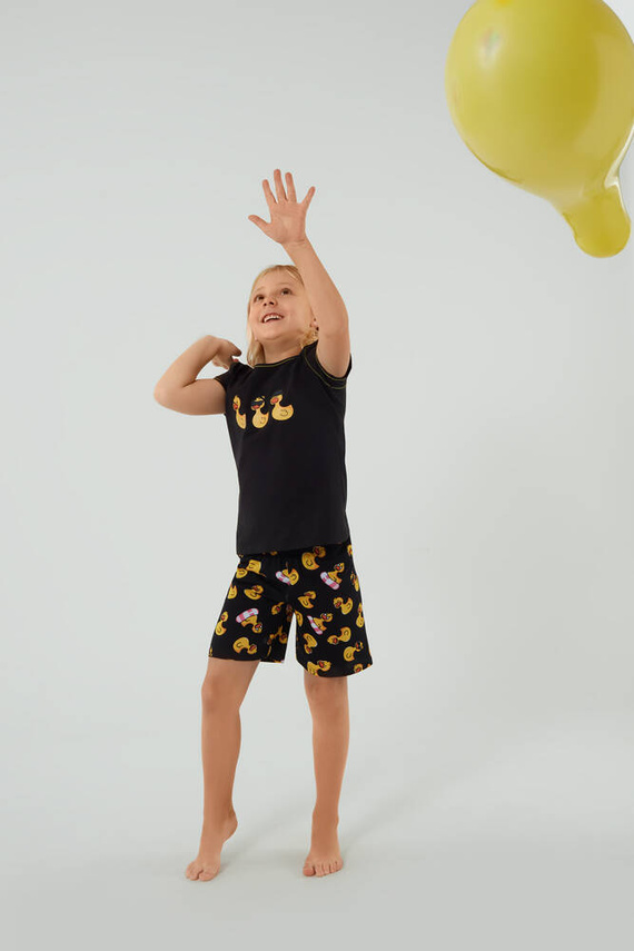 Пижама за момичета на Anatre Italian Fashion - черна/принт 