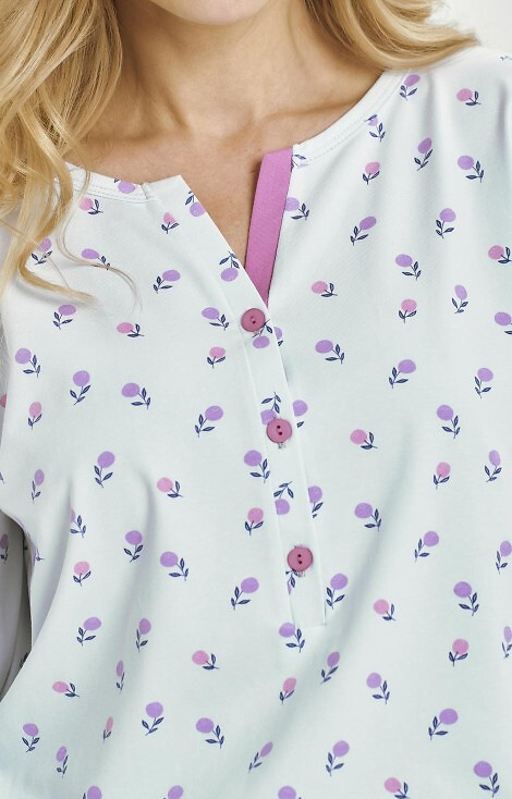 3446 Дамска пижама Yolanda Taro, синя - 7/8 вискозна тениска, памучен панталон