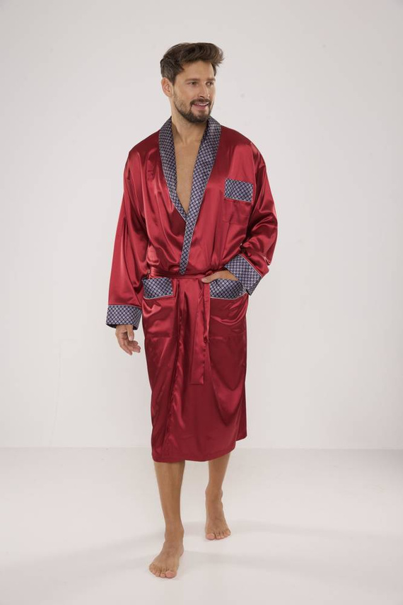 940 Forex мъжки сатенен халат за баня - бордо