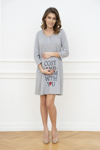 Тениска за бременност и кърмене Balm. 3/4 ръкав Italia Fashion - меланж