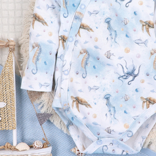 ABN-5441 Синьо боди с плик Sea Of Joy Nini - органичен памук, за бебета