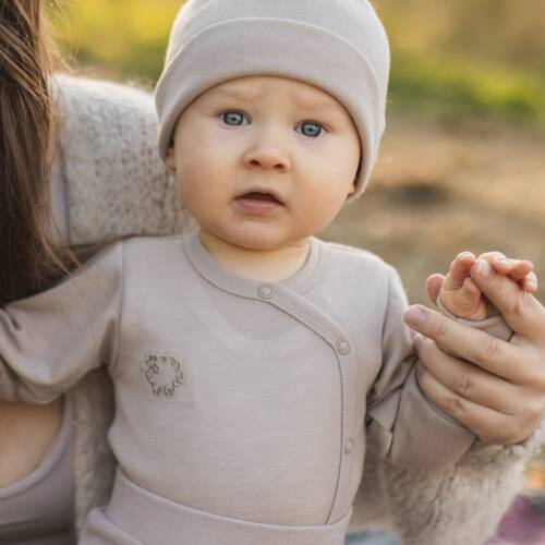 Мериносово боди от мериносова вълна Eevi - бежово