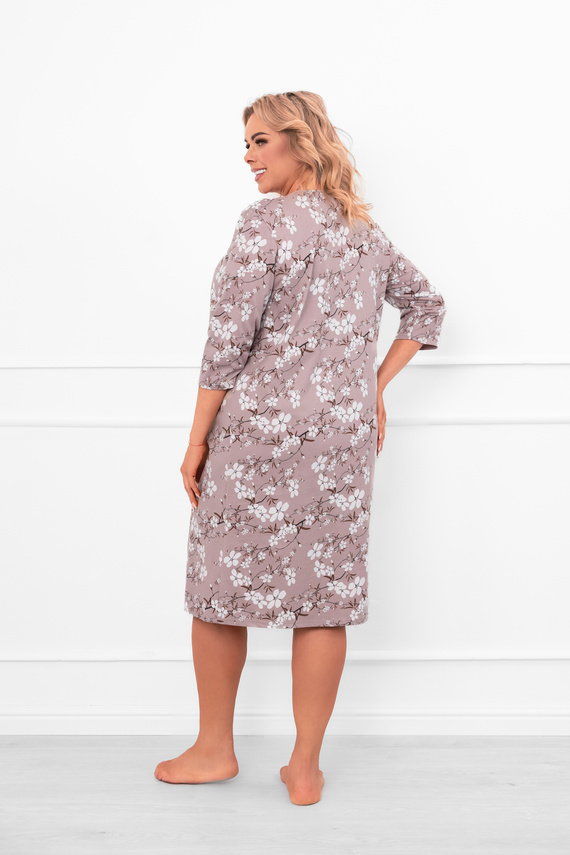 Дамска нощница Oshima от памук с 3/4 ръкав и флорален десен Италианска мода