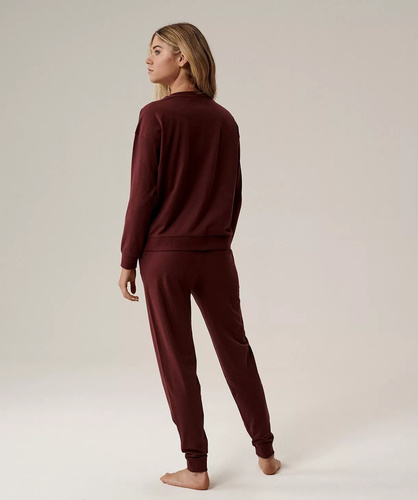 Дамска пижама Atlantic NLP-499, цвят вино - памук, с дълъг ръкав, удобна и стилна
