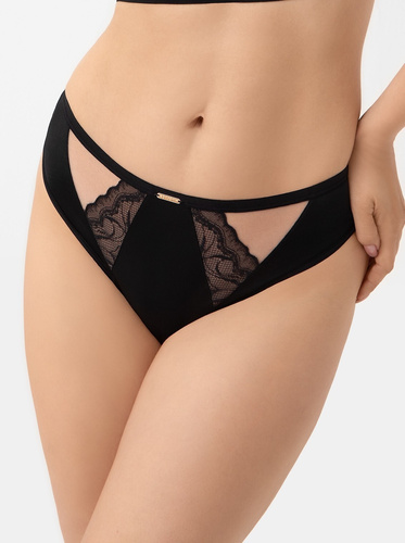 Gorsenia S003 Joy черни стринги от микрофибър и дантела