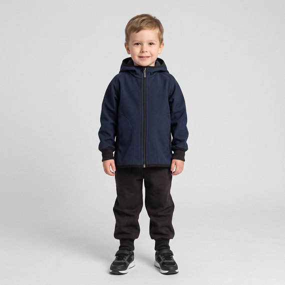 229004 Nicol Яке softshell за момче с полар, качулка и светещи елементи - тъмносиньо