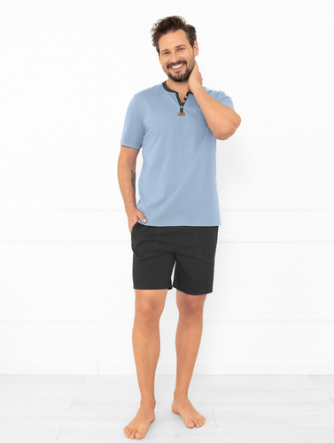 Мъжка пижама Julius Италианска модна стомана - къса, памучна, елегантна