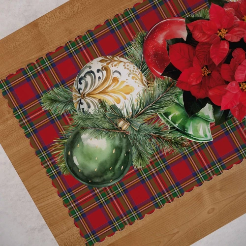 PBN274 Baubles Коледна подложка Marquet червено