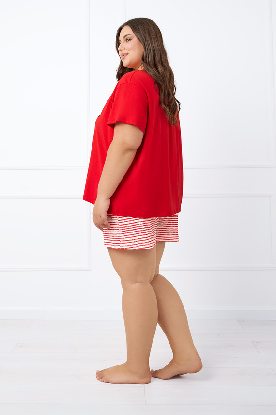Flota Дамска пижама с къс ръкав, къси панталони Италианска мода - червен принт