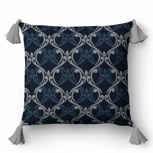 5402 B Декоративна калъфка за възглавница с орнаменти Panama 58 Detexpol морско синьо
