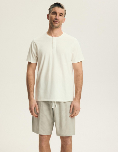 Мъжка пижама Henderson 43454 Nigri крем – 100% памук, лятна