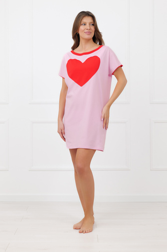 Нощница Sabrina Italian Fashion 100% памук – къс ръкав, сърце