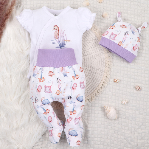 ABN-5490 Бебешка шапка Underwater World Nini – органичен памук, мека, ефирна