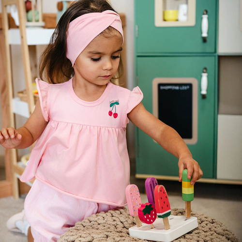 Боди туника за момиче Eevi Cherry розова черешки памук